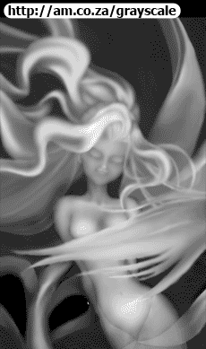 Mermaid with Closed Eyes Grayscale Graphic 646x1041