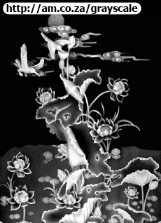 Lotus Flower with Birds Grayscale Picture 935x1219