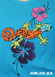 Multiple Colour Vinyl T-Shirt with Lizard Pattern