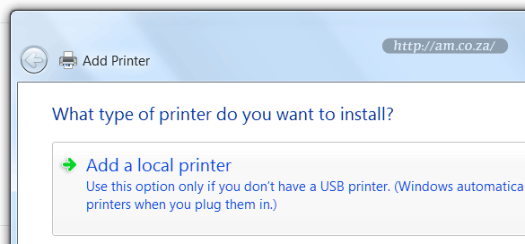 Add a local printer