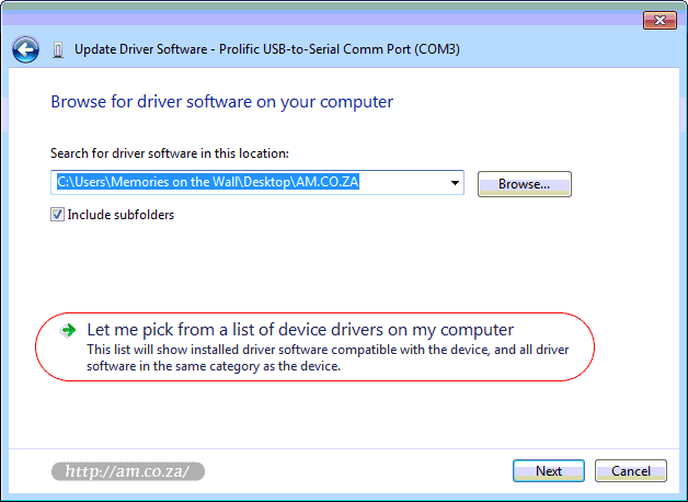 Pick from List of Device Drivers