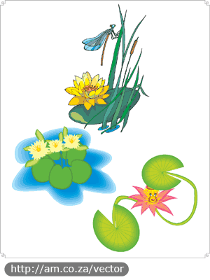 Lotus and Dragonfly Vector File