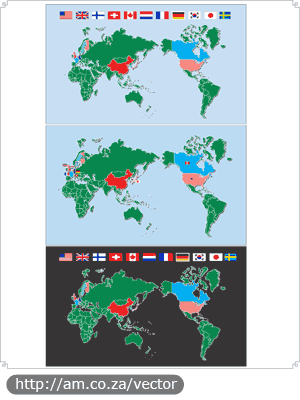 World Map with Highlighted Countries